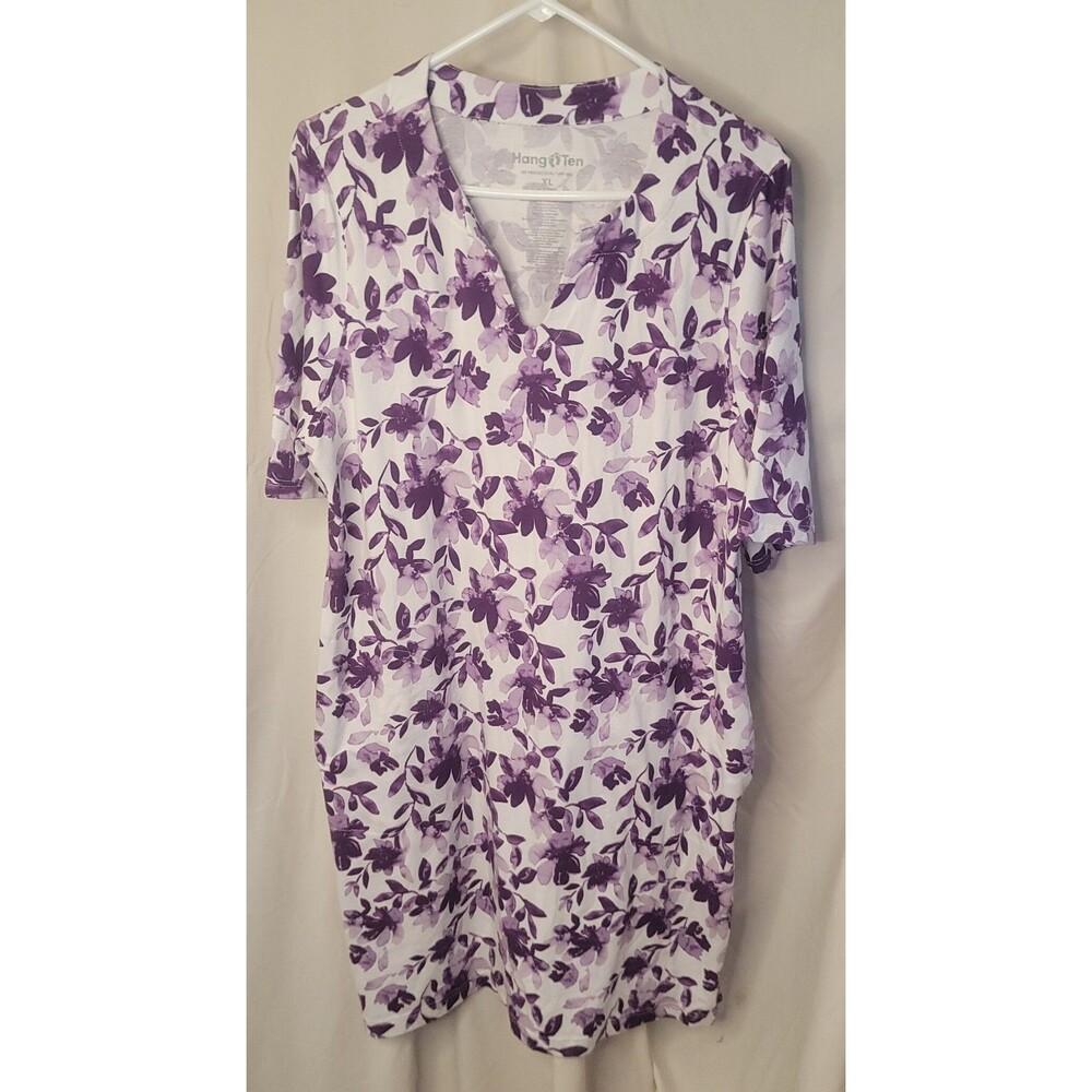 Hang Ten XL Purple Floral Dress UPF 50+ Swim Cover Up Beach Vacation Casual
